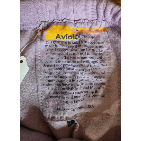 NWT Aviator Nation Pink Stiched Rainbow Heart Joggers Size Large Unisex - Picture 6 of 10